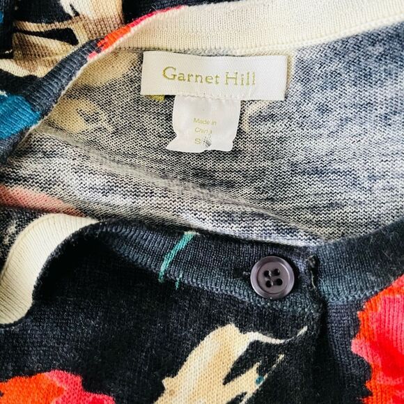 Garnet Hill 100% Merino wool floral button front cardigan sweater size Small. - Picture 7 of 8